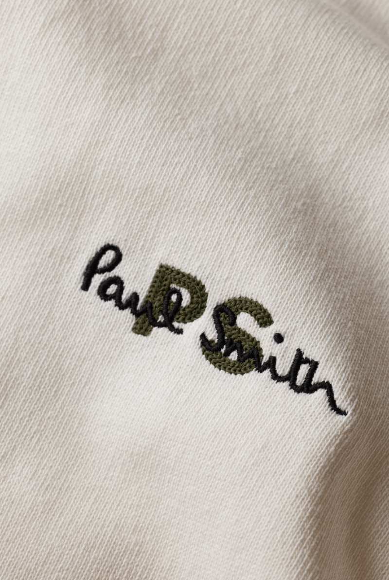 T-Shirt - Paul Smith - Ecru Logo Embroidery Cotton T-Shirt - Archery Close