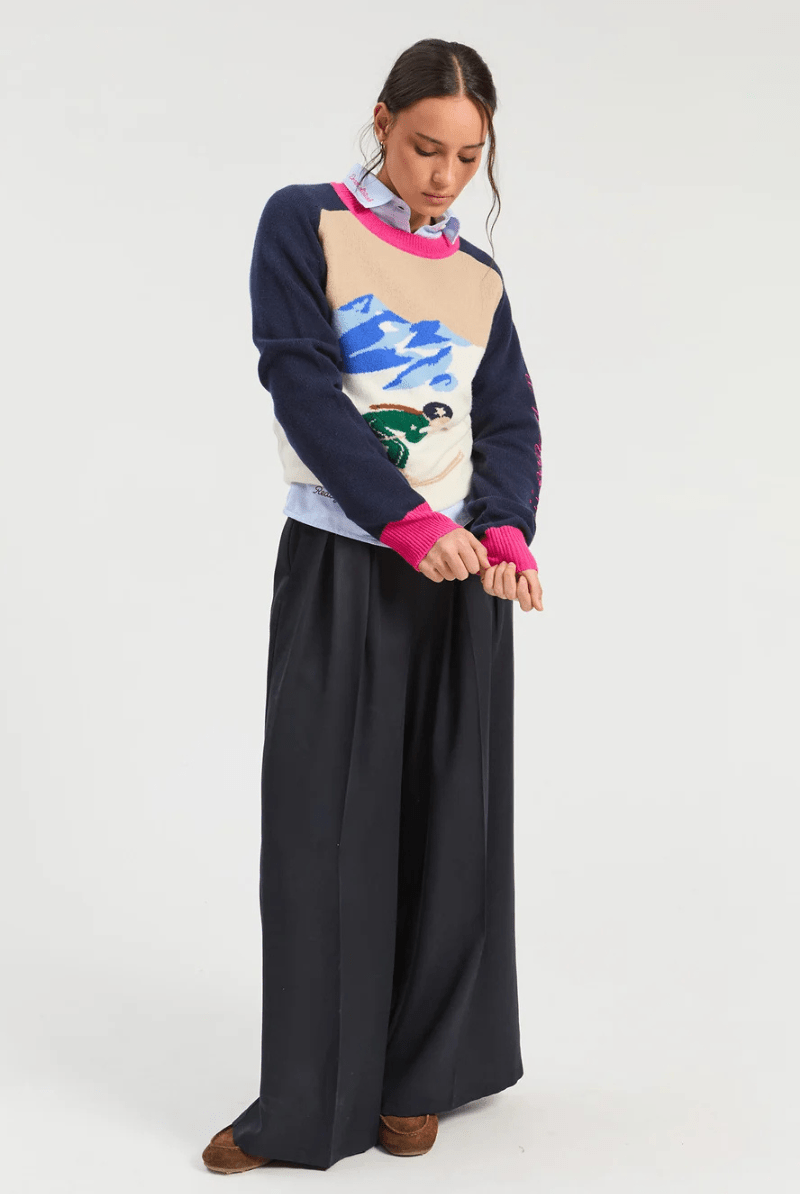Sweater - Vilagallo - Ecru & Navy Ski Sweater - Archery Close