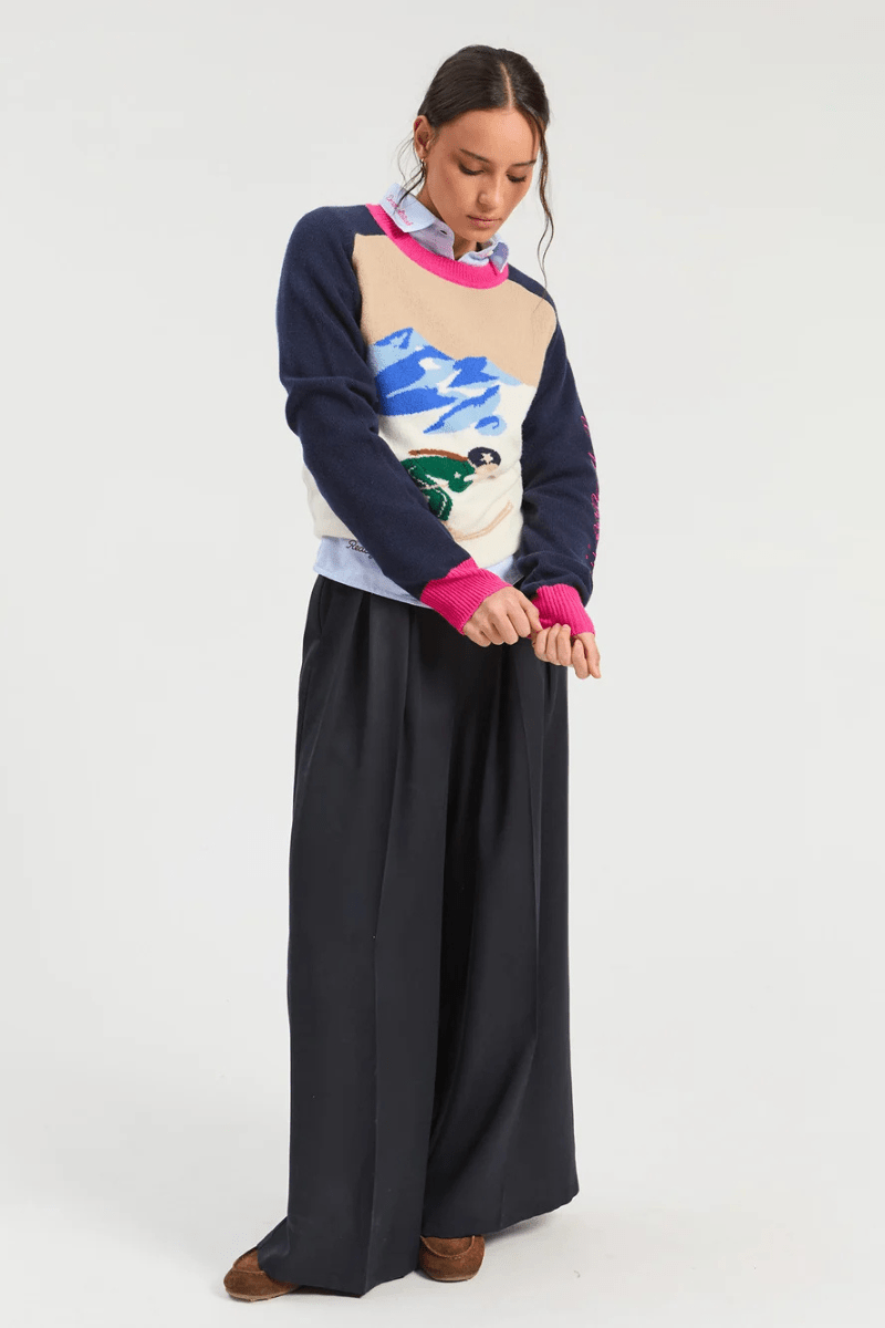 Sweater - Vilagallo - Ecru & Navy Ski Sweater - Archery Close