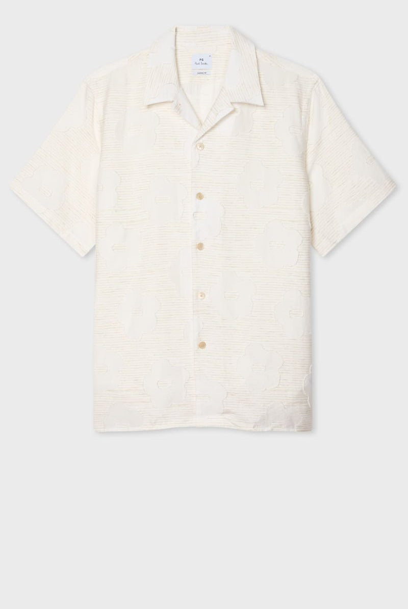 Shirts & Tops - Paul Smith - Ecru 'Zine Floral' Fil Coupe Shirt - Archery Close
