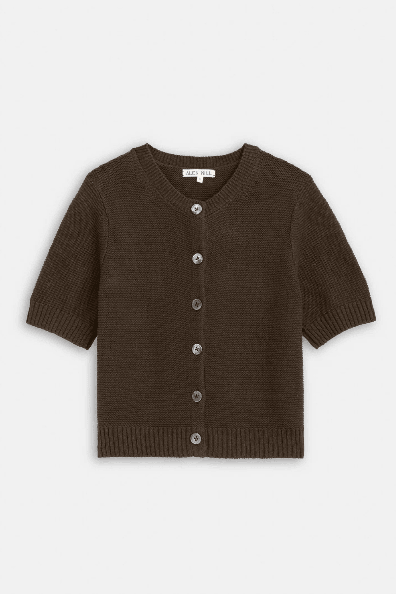 Sweater - Alex Mill - Elle Cardigan In Linen Cotton - Roasted Bean - Archery Close