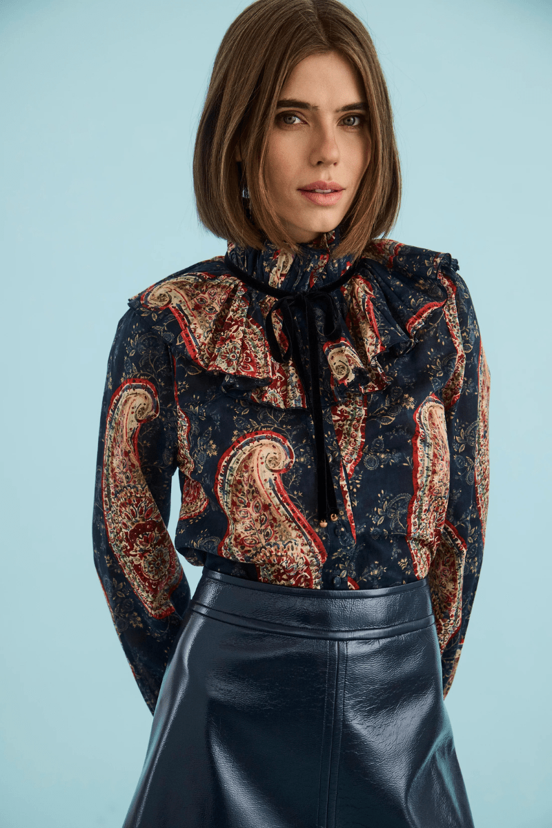 Shirts & Tops - Hunter Bell - Eloise Top in Twilight Paisley - Archery Close