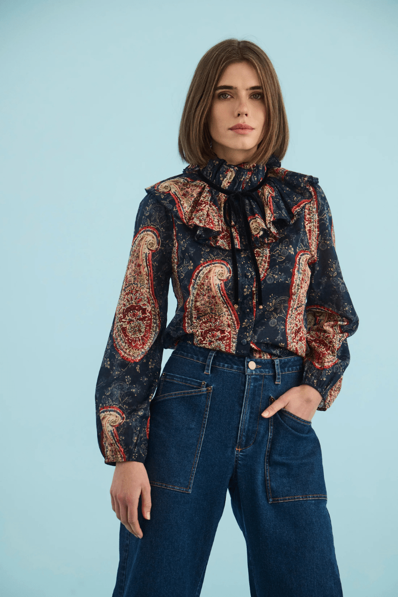 Shirts & Tops - Hunter Bell - Eloise Top in Twilight Paisley - Archery Close