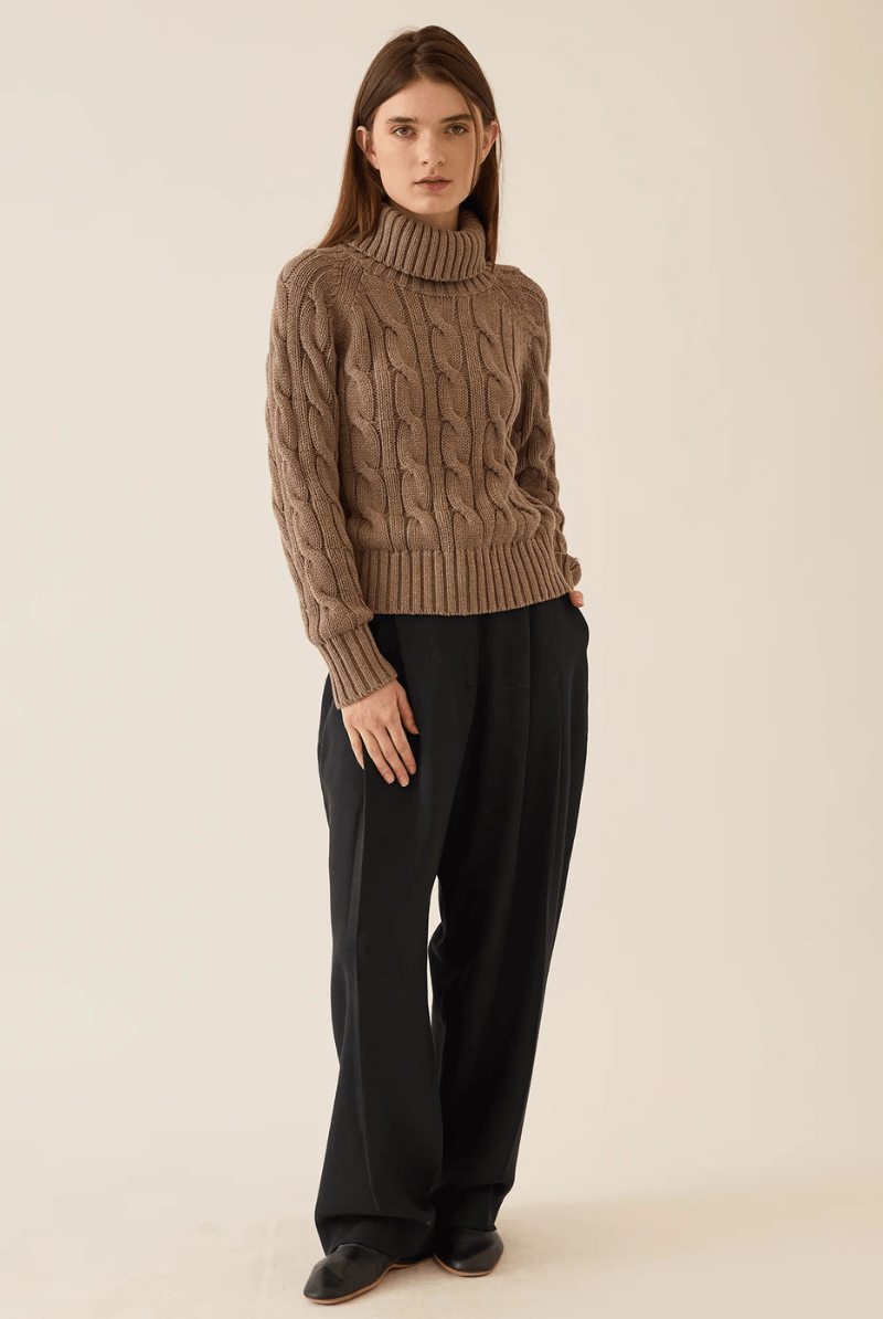 Sweater - DemyLee - Elsie Cotton Cashmere Turtleneck Sweater - Archery Close