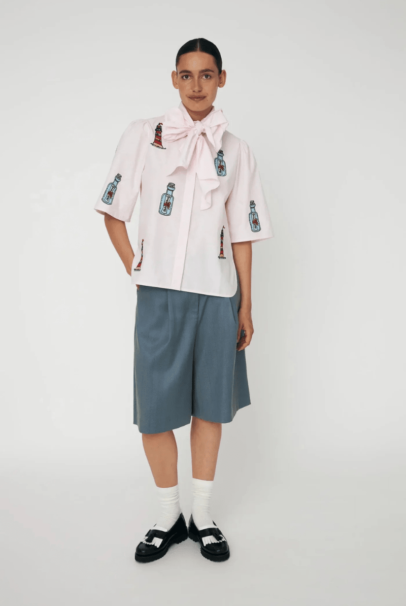 Shirts & Tops - Stella Nova - Embroidered Bow Shirt - Archery Close