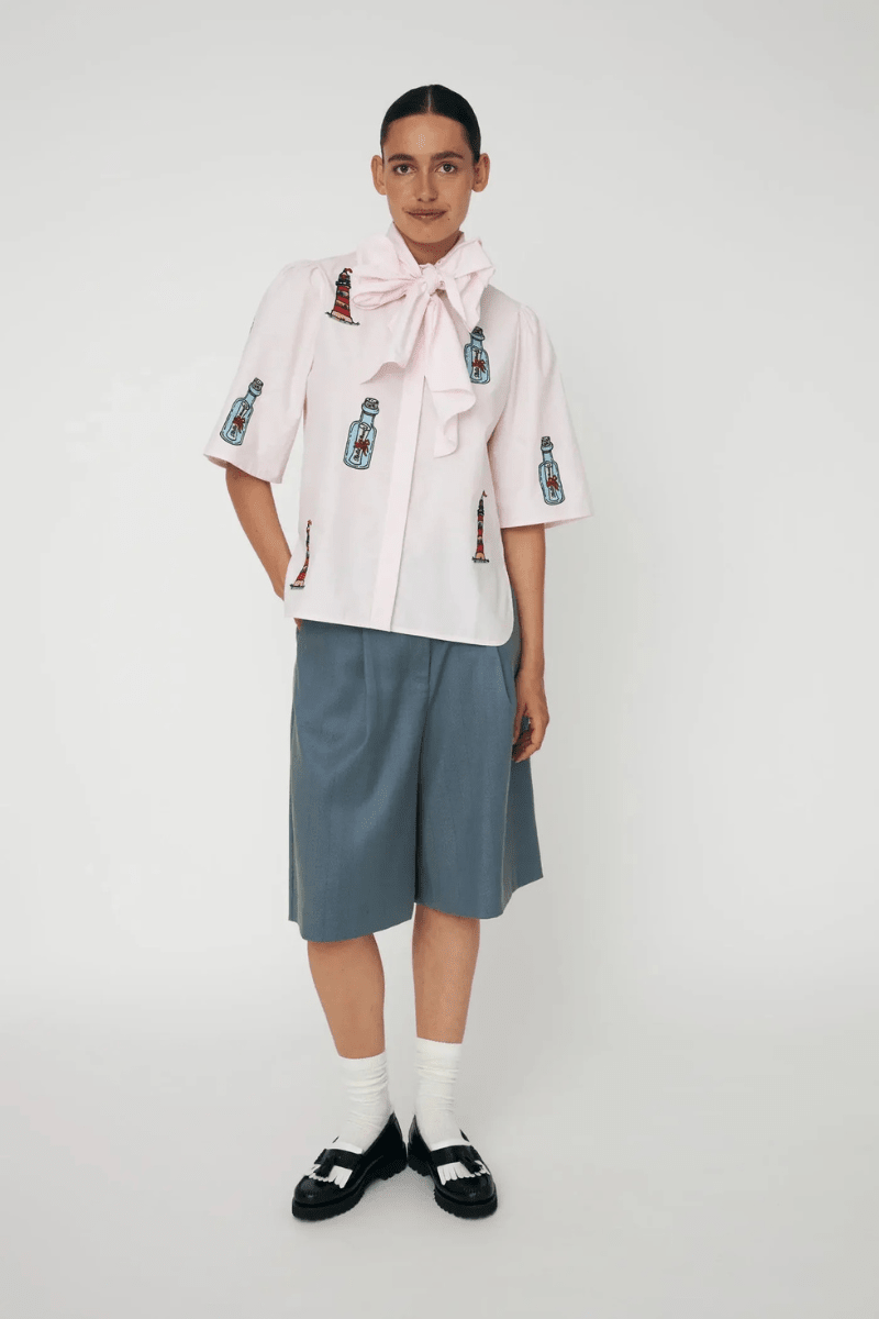 Shirts & Tops - Stella Nova - Embroidered Bow Shirt - Archery Close