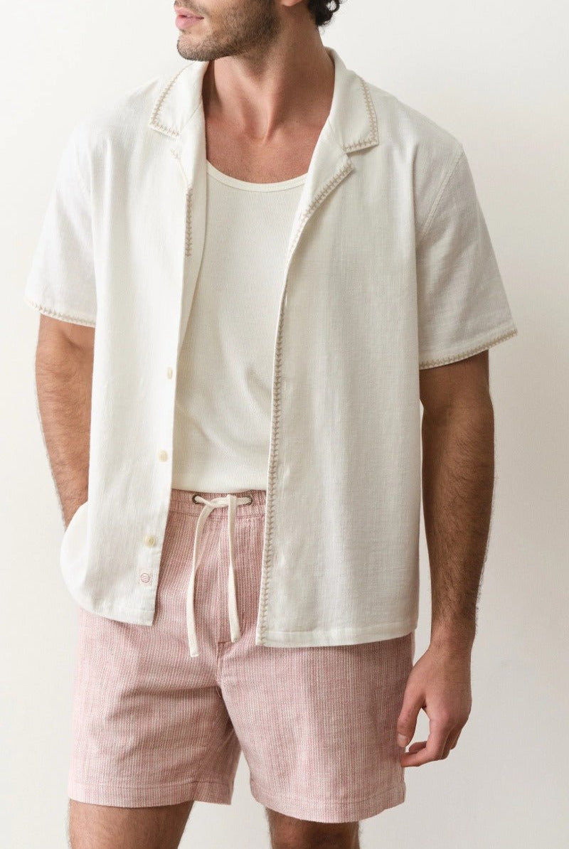 Marine Layer Embroidered Resort Shirt - White