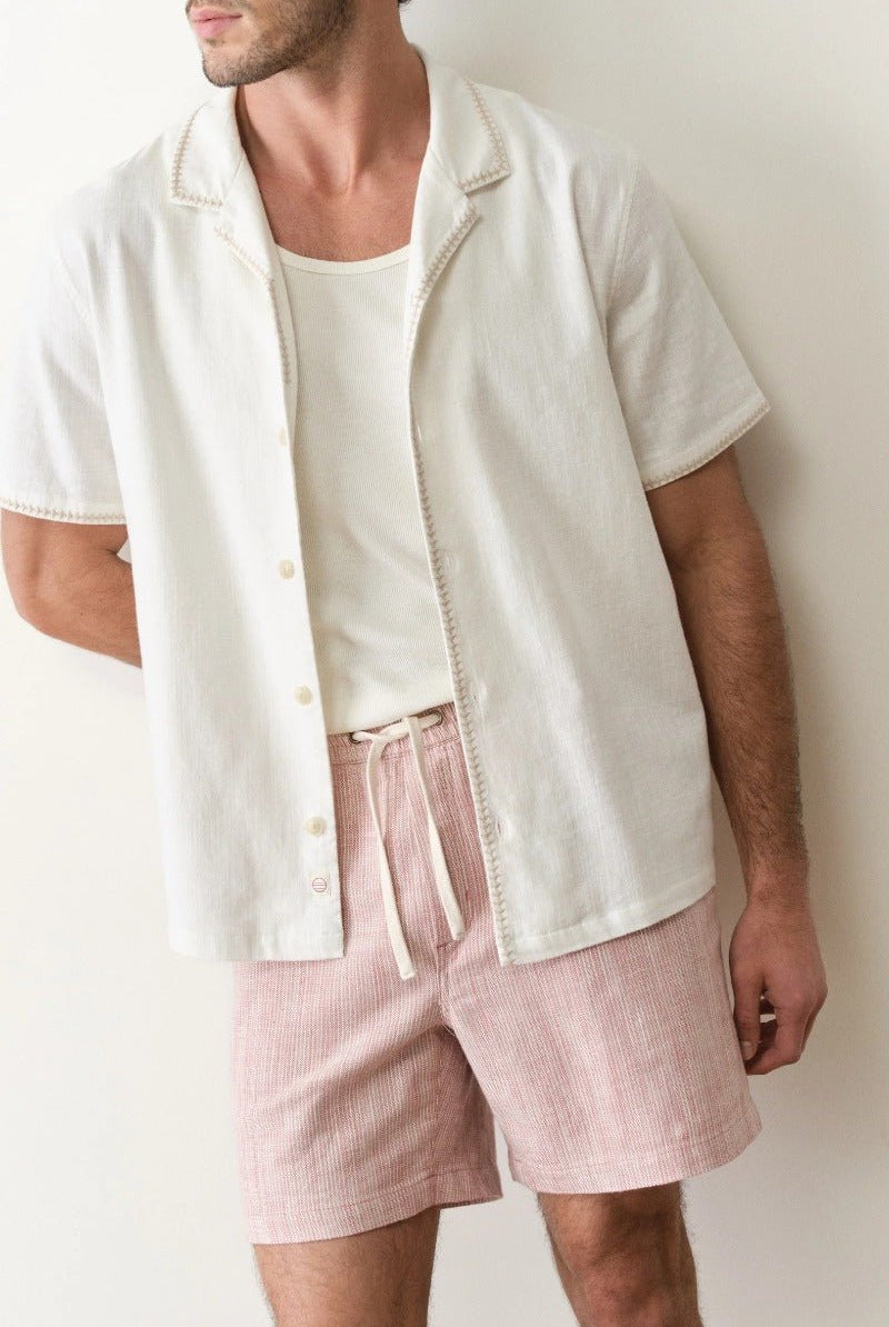 Marine Layer Embroidered Resort Shirt - White