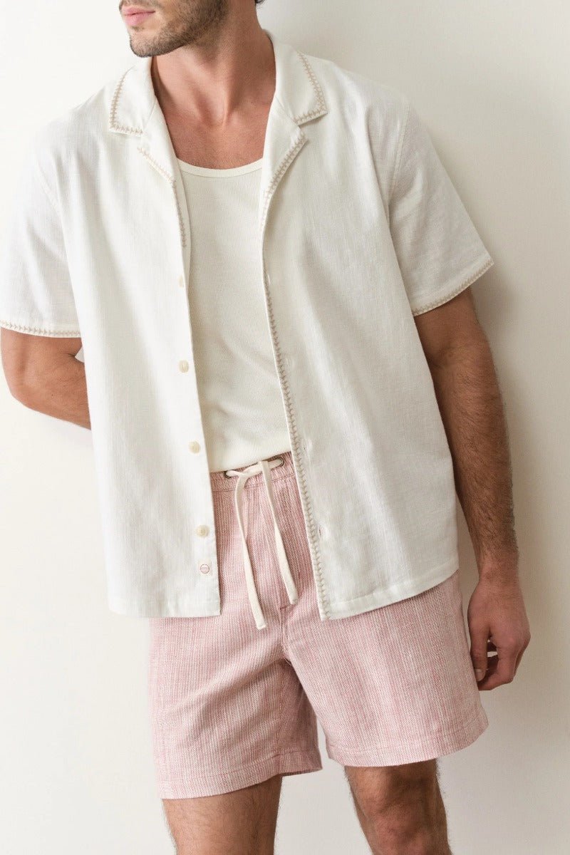 Marine Layer Embroidered Resort Shirt - White