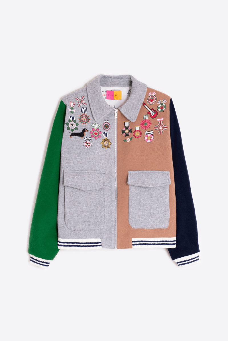 Outerwear - Vilagallo - Embroidered Wool Bomber Jacket - Archery Close