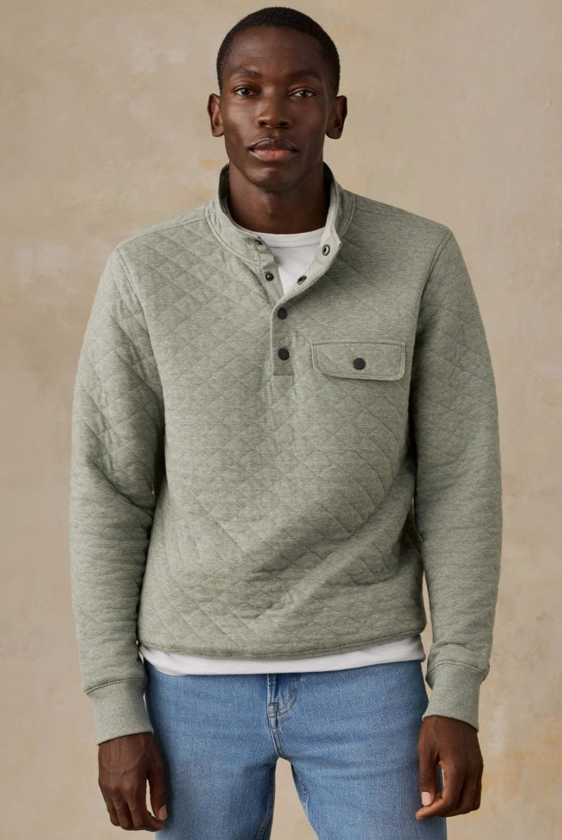 Faherty Brand Epic Quilted Fleece Pullover - Pine Rock Heather