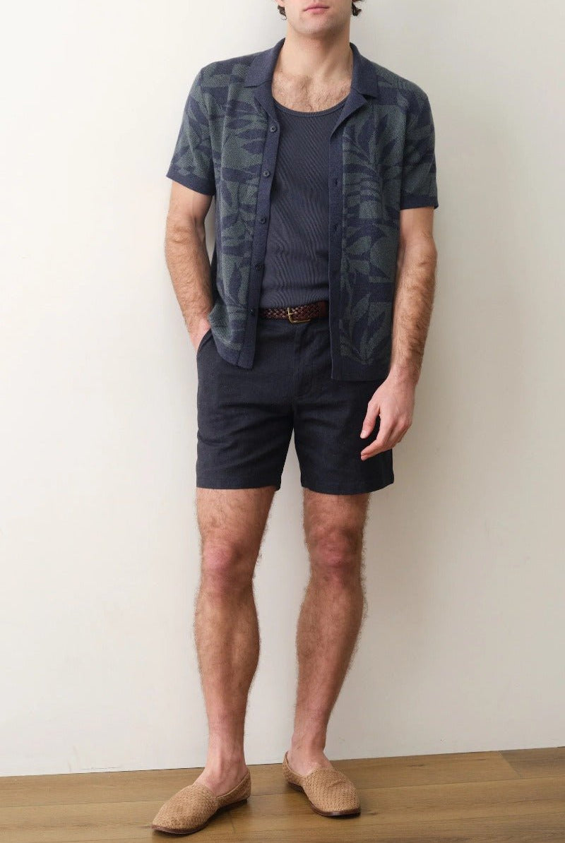 Marine Layer Ethan Resort Sweater - Navy Laurel Wreath