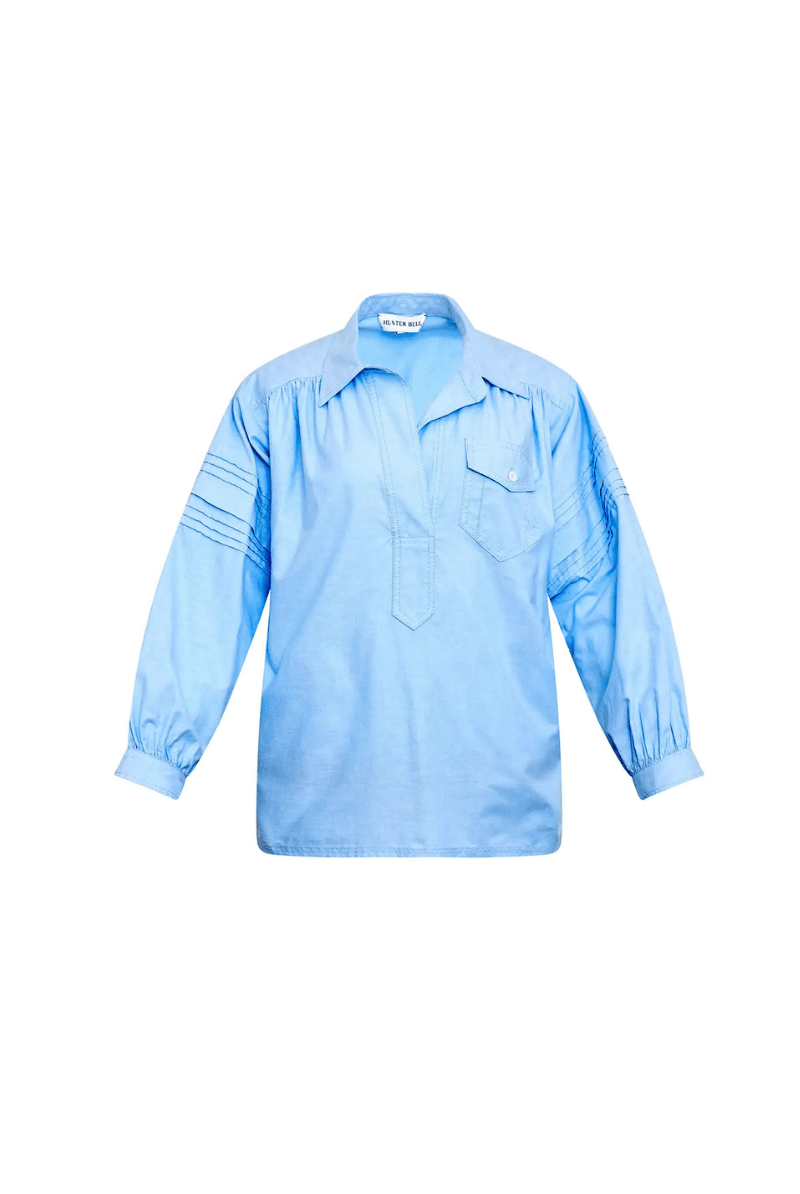 Shirts & Tops - Hunter Bell - Evangeline Shirt in Oxford Blue - Archery Close