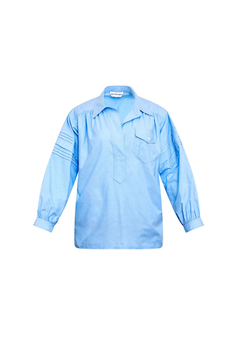 Shirts & Tops - Hunter Bell - Evangeline Shirt in Oxford Blue - Archery Close