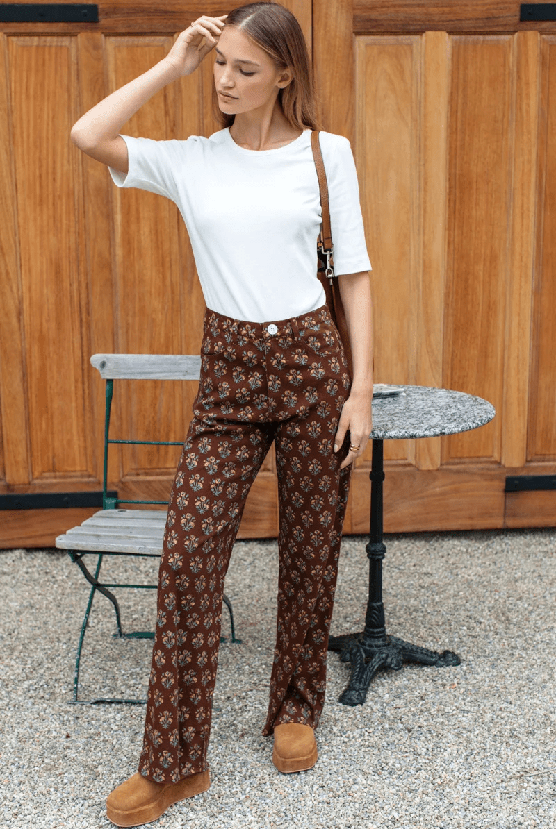Pants - Emerson Fry - Everyday Pant in Liberty Flowers Cocoa - Archery Close