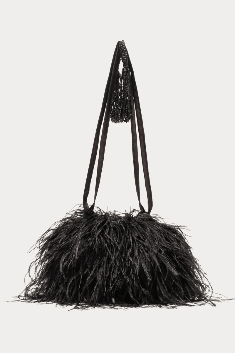 Handbags, Wallets & Cases - Frances Valentine - Feather Pouf Bag - Archery Close