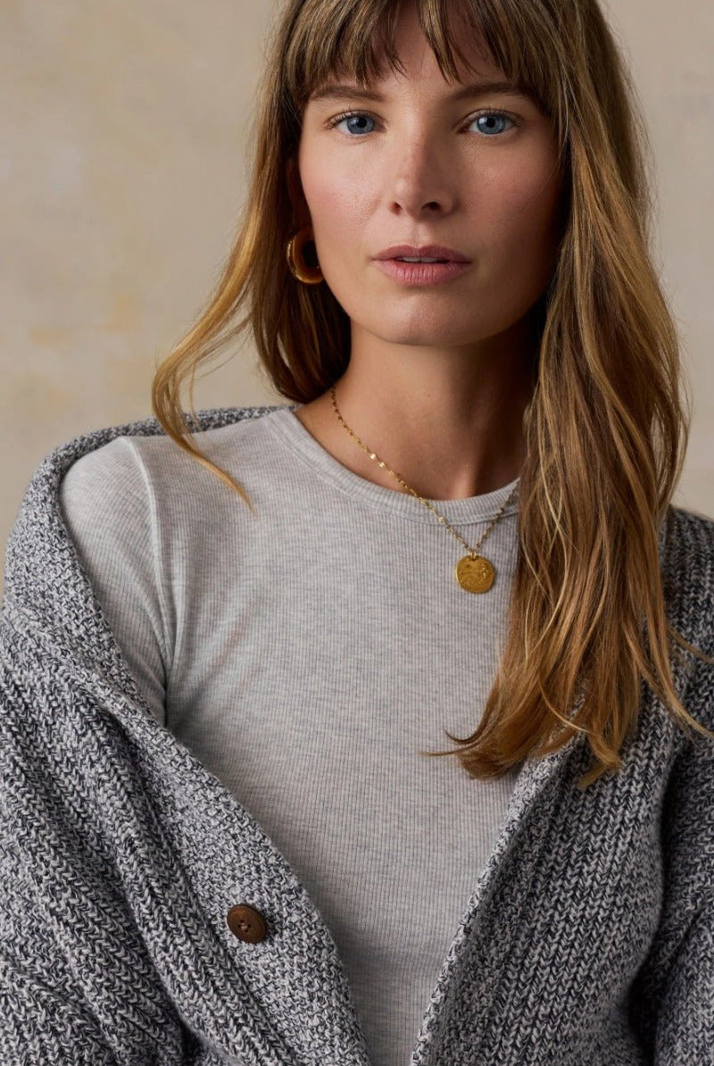 Faherty Brand Featherweight Freestyle Layering Crew - Light Grey Heather