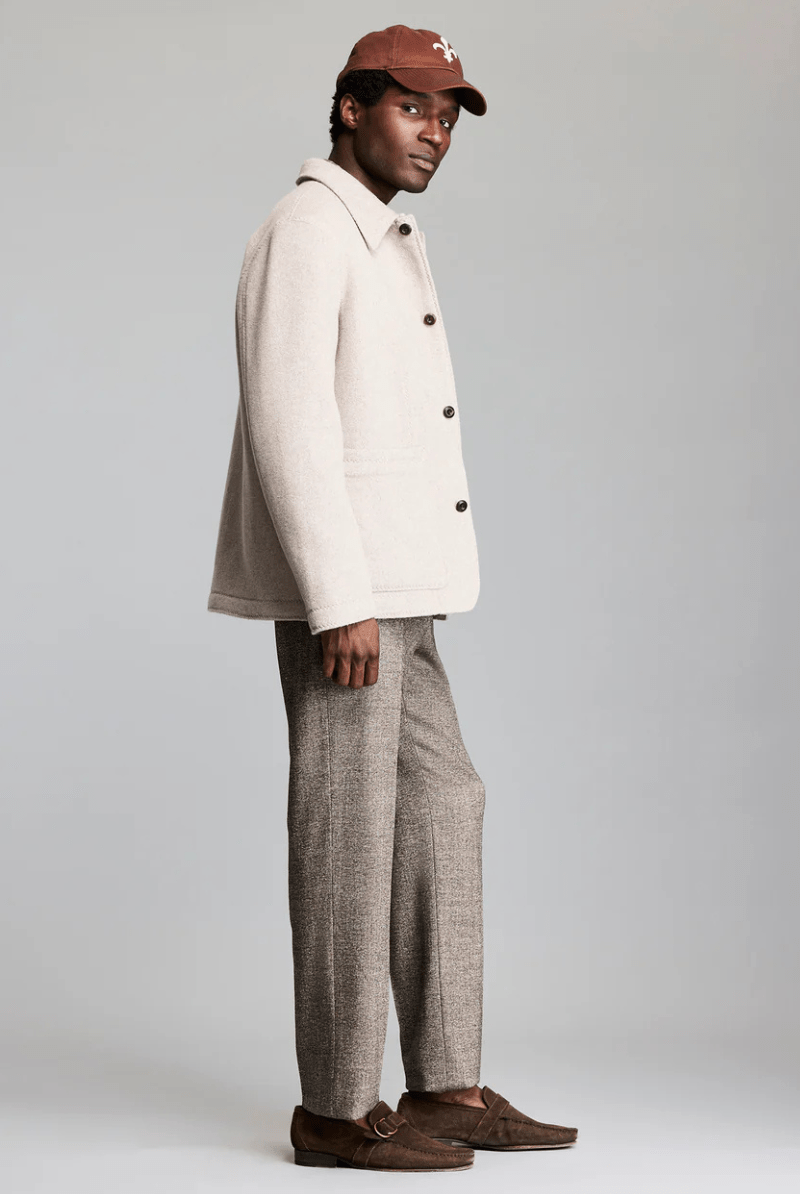 Outerwear - Billy Reid - Felted Wool Chore Coat in Dove Heather - Archery Close