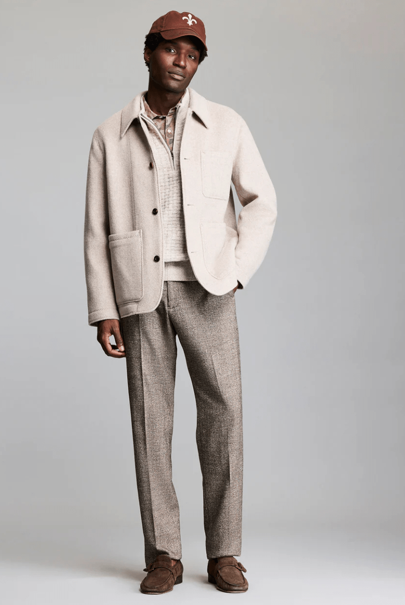 Outerwear - Billy Reid - Felted Wool Chore Coat in Dove Heather - Archery Close