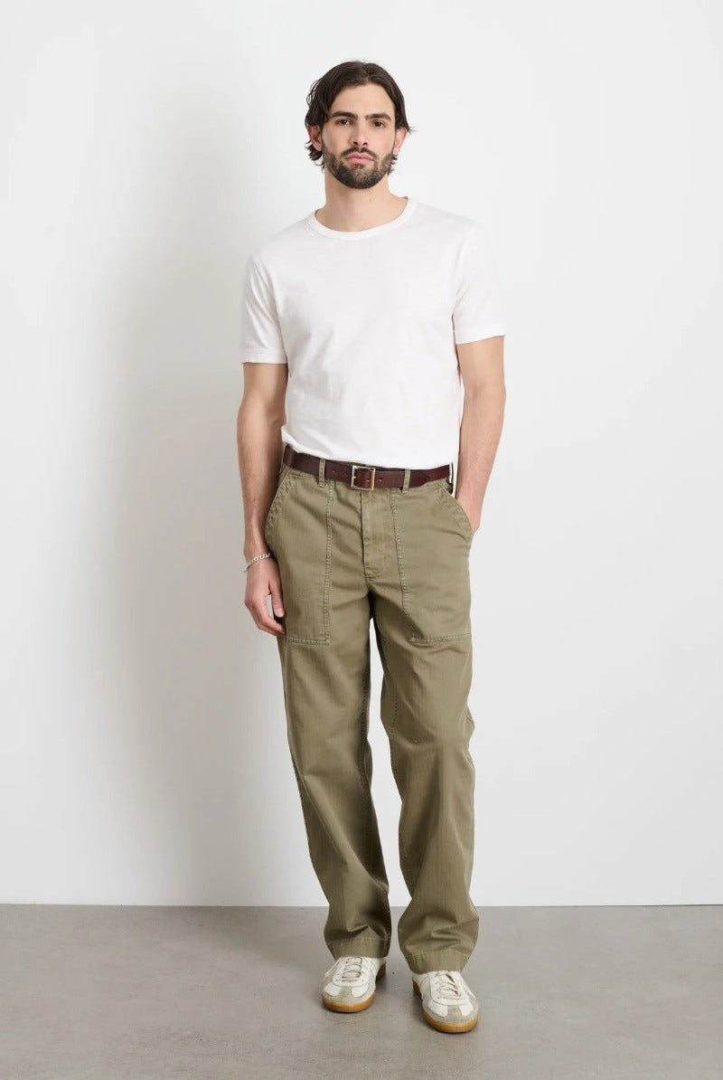 Alex Mill Field Pant in Herringbone - Vintage Olive