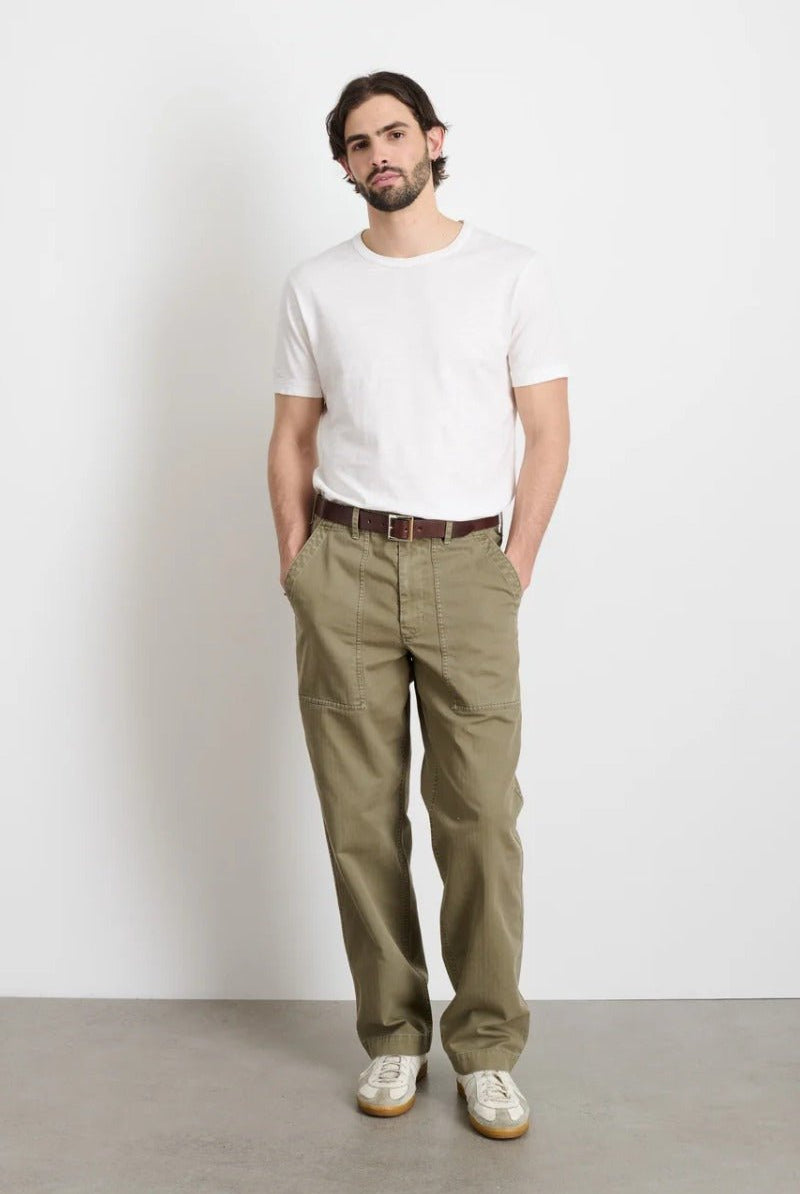 Alex Mill Field Pant in Herringbone - Vintage Olive