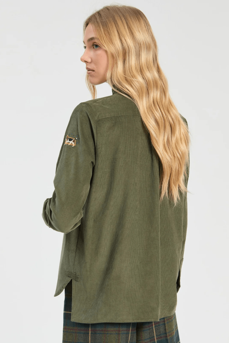 Shirts & Tops - Vilagallo - Fine Corduroy Green Shirt - Archery Close