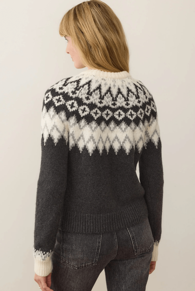 Sweater - Marine Layer - Fiorella Crewneck Sweater in Charcoal - Archery Close
