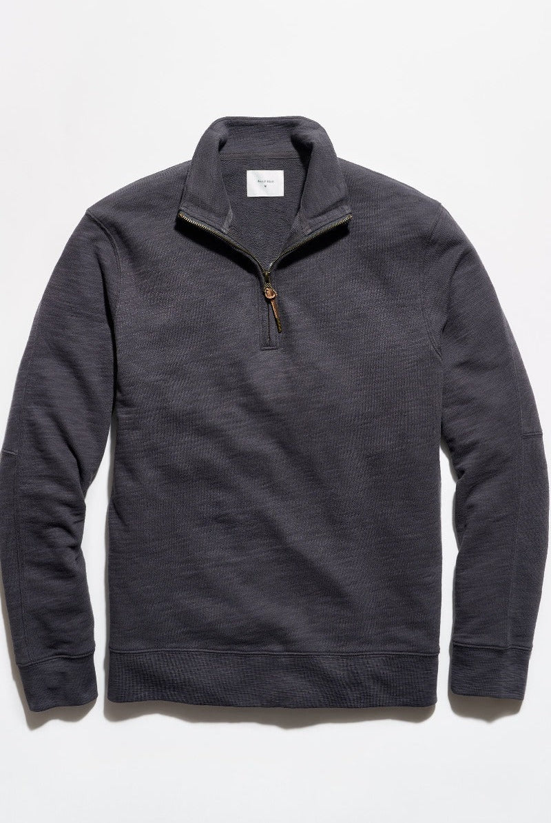 Billy Reid French Terry Half Zip - Asphalt