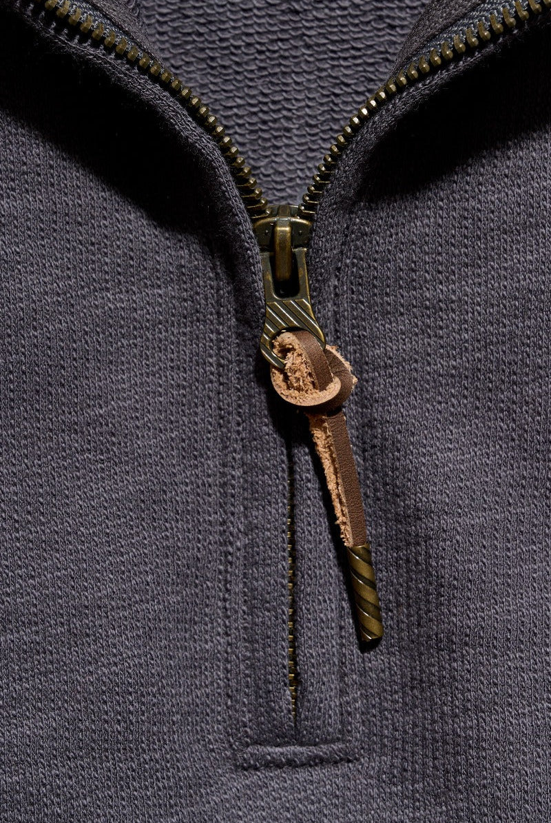 Billy Reid French Terry Half Zip - Asphalt