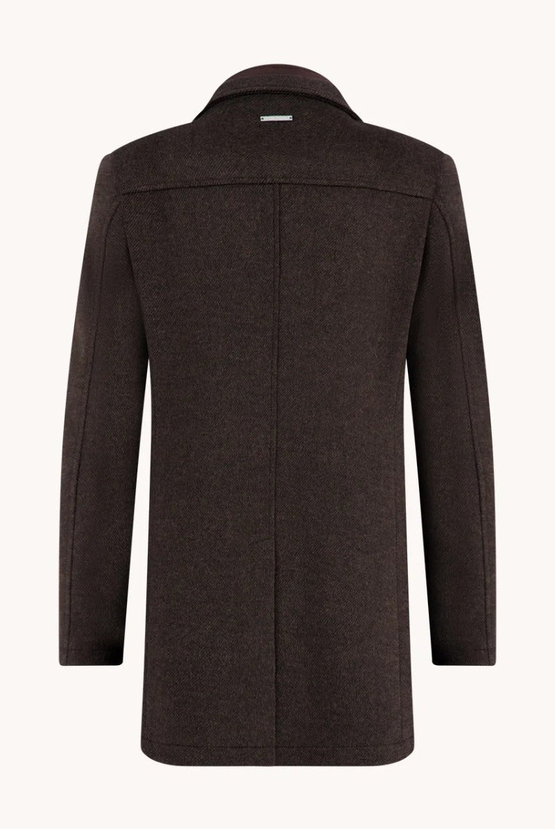 A Fish Named Fred Funnel Neck Coat - Chocolate Brown
