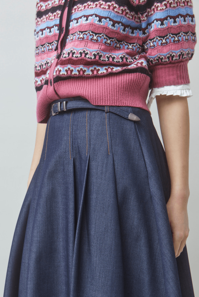 Skirts - Suncoo Paris - Funny denim midi skirt - Archery Close