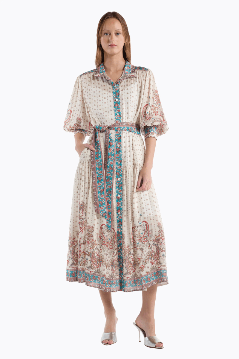 Dresses - Christy Lynn - Gail Dress in Ivory Filigree - Archery Close