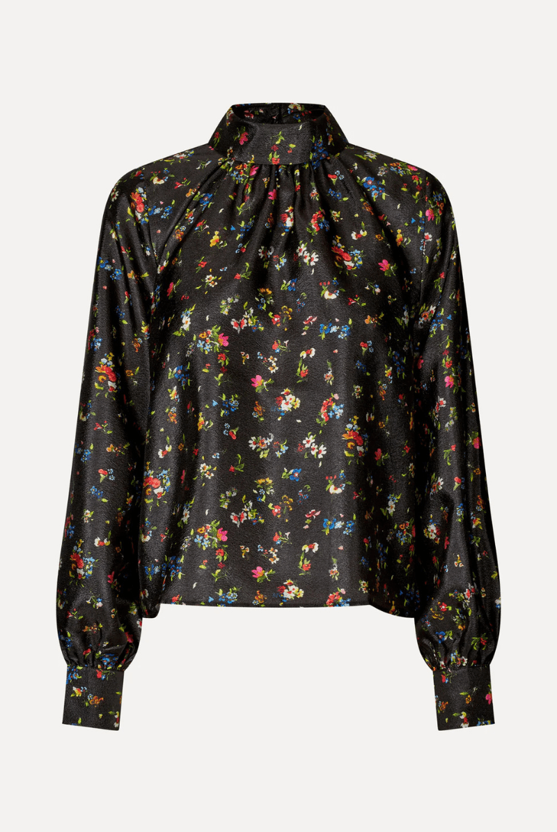 Shirts & Tops - Stine Goya - Gathered Long Sleeve Top in Magnolia Garden - Archery Close