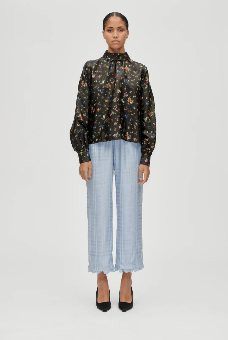 Shirts & Tops - Stine Goya - Gathered Long Sleeve Top in Magnolia Garden - Archery Close