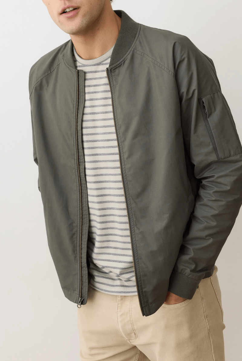 Outerwear - Marine Layer - Glenn Wax Canvas Bomber - Archery Close