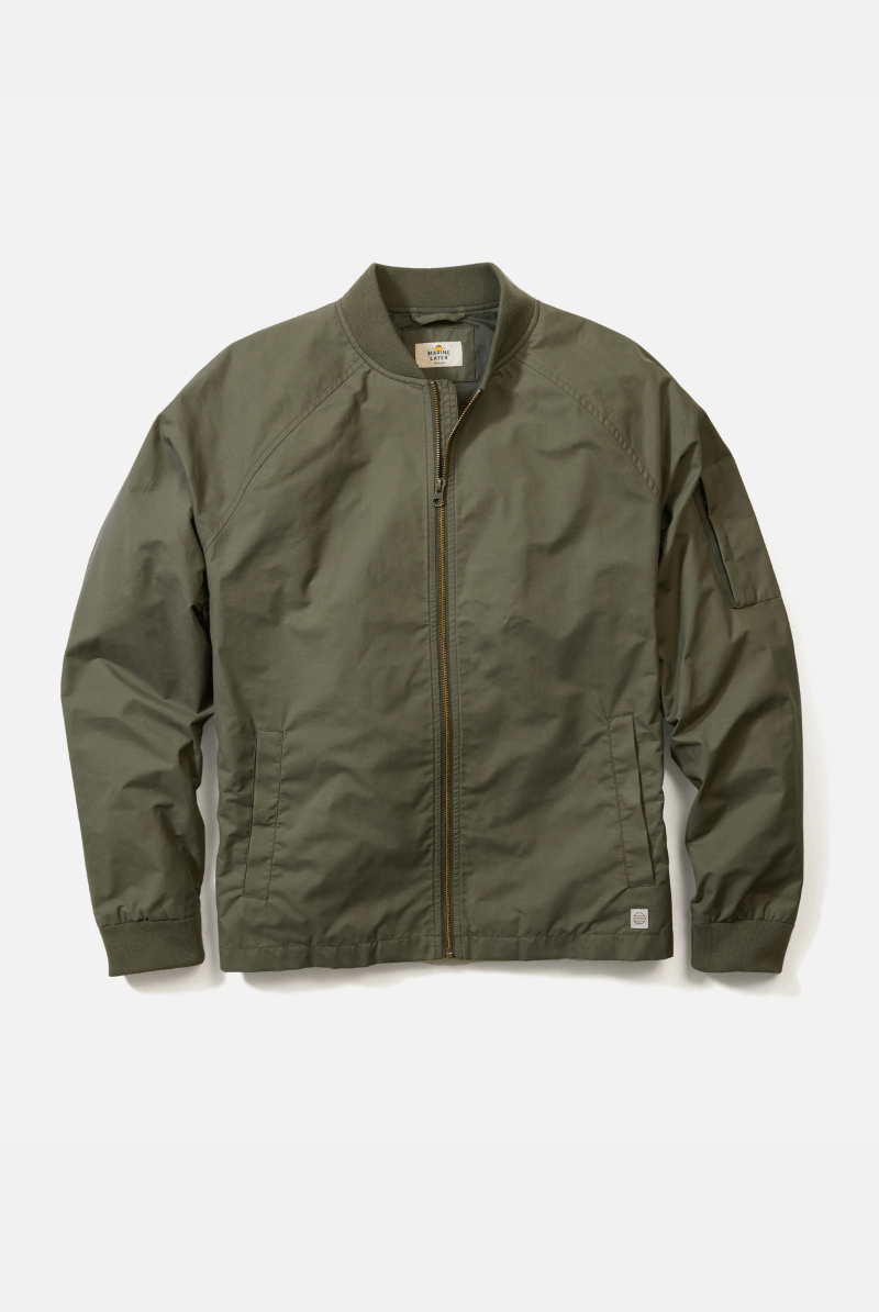 Outerwear - Marine Layer - Glenn Wax Canvas Bomber - Archery Close