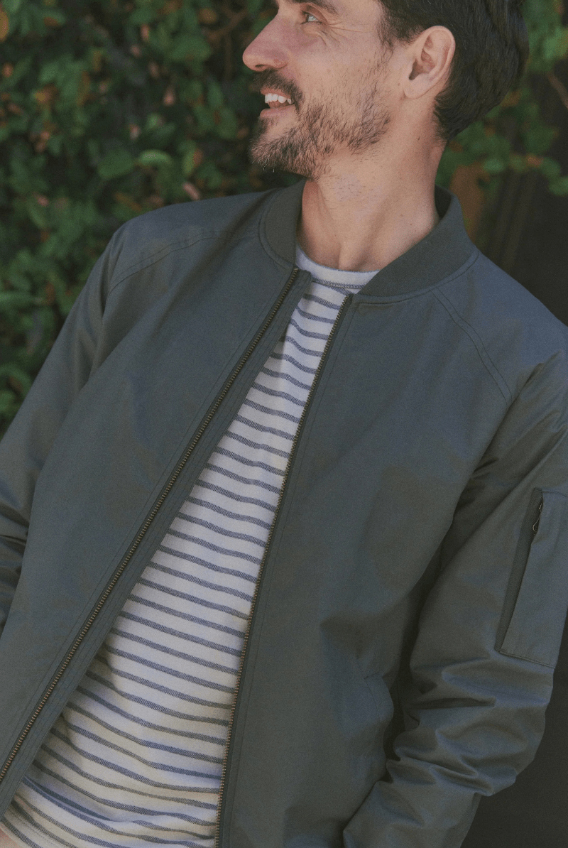 Outerwear - Marine Layer - Glenn Wax Canvas Bomber - Archery Close