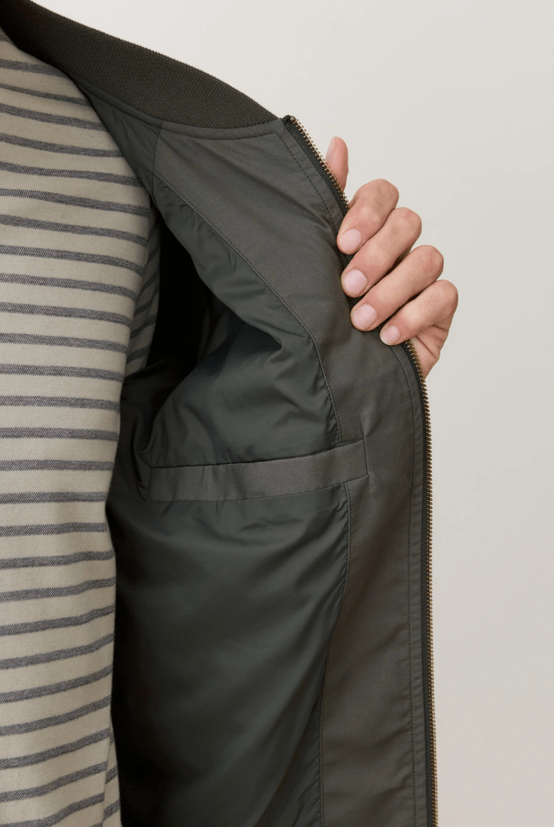 Outerwear - Marine Layer - Glenn Wax Canvas Bomber - Archery Close