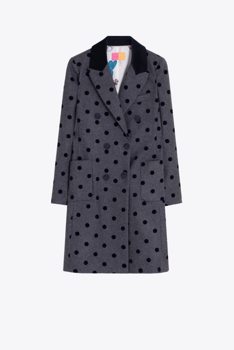 Outerwear - Vilagallo - Gray Polka Dot Coat - Archery Close