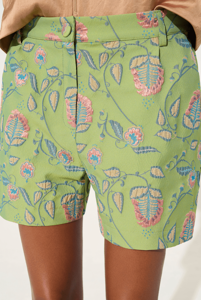 Shorts - Cotelac - Green Printed Short - Archery Close