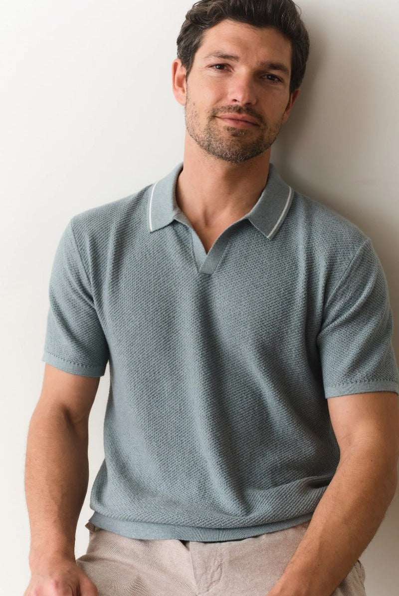 Marine Layer Greyson Sweater Polo - Slate