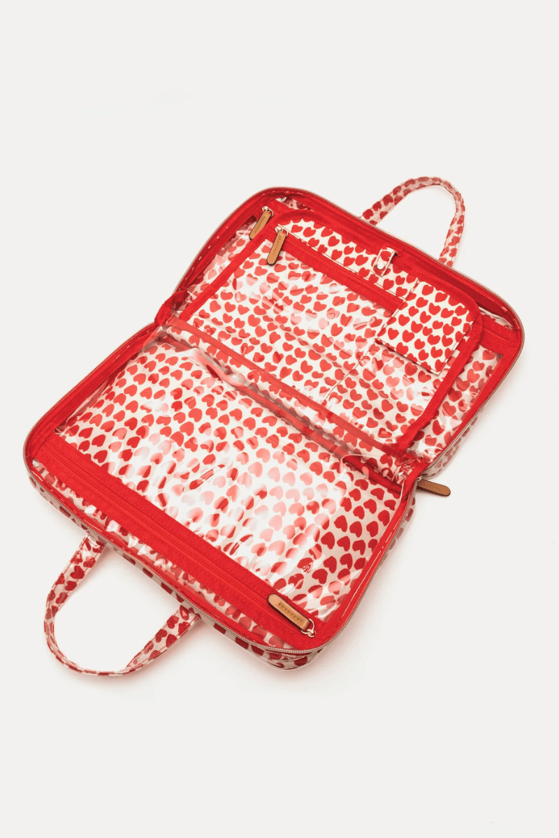 Handbags, Wallets & Cases - Frances Valentine - Hanging Travel Cosmetics Case - Hearts - Archery Close
