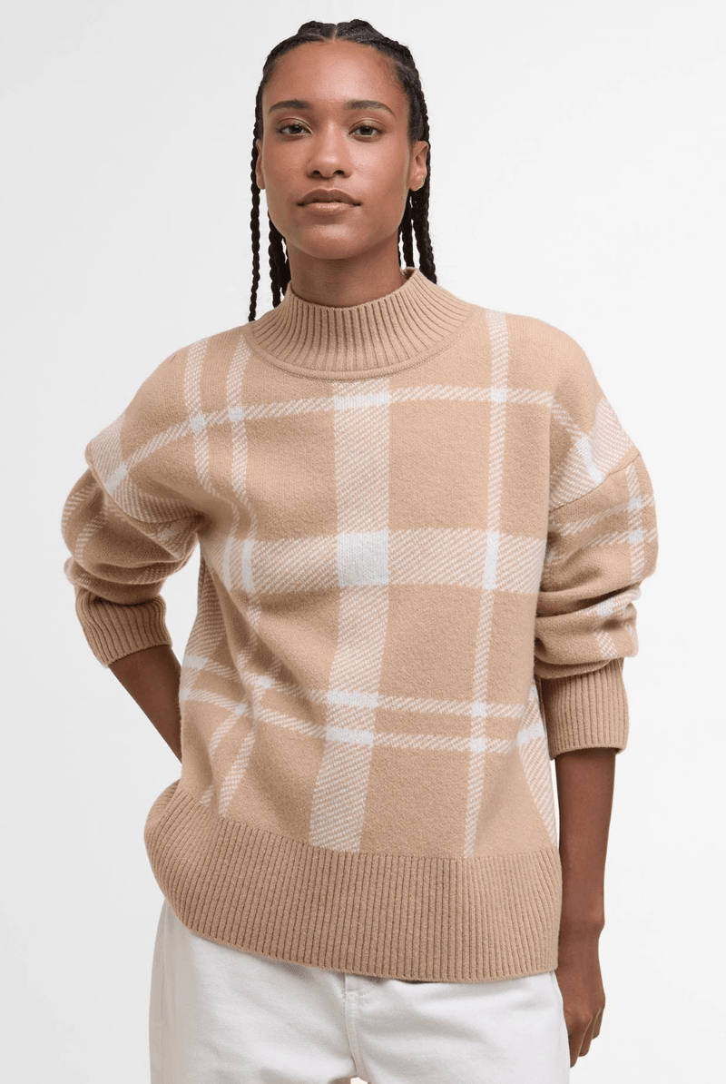 Sweater - Barbour - Harriet Tartan High - Neck Jumper - Archery Close