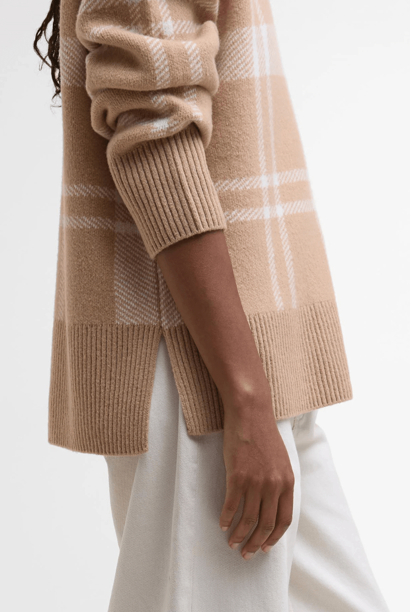 Sweater - Barbour - Harriet Tartan High - Neck Jumper - Archery Close