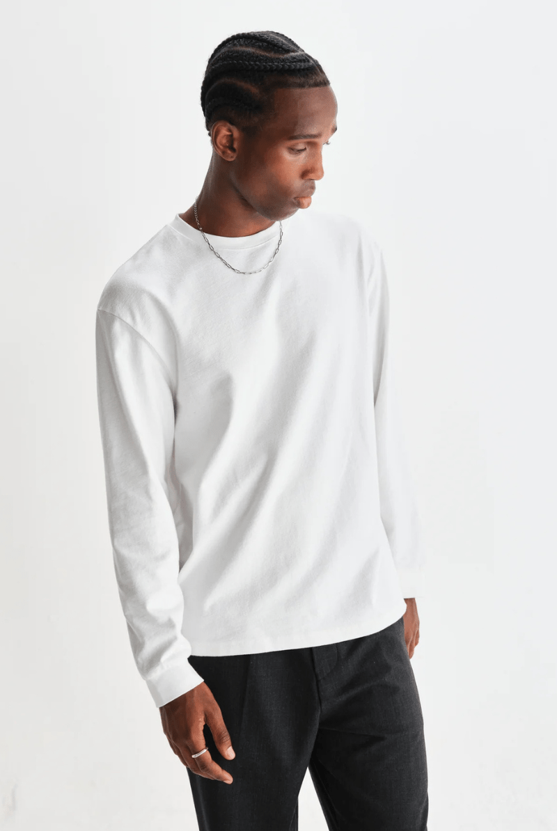 Shirts & Tops - Wax London - Hayden Long Sleeve T-Shirt in White - Archery Close