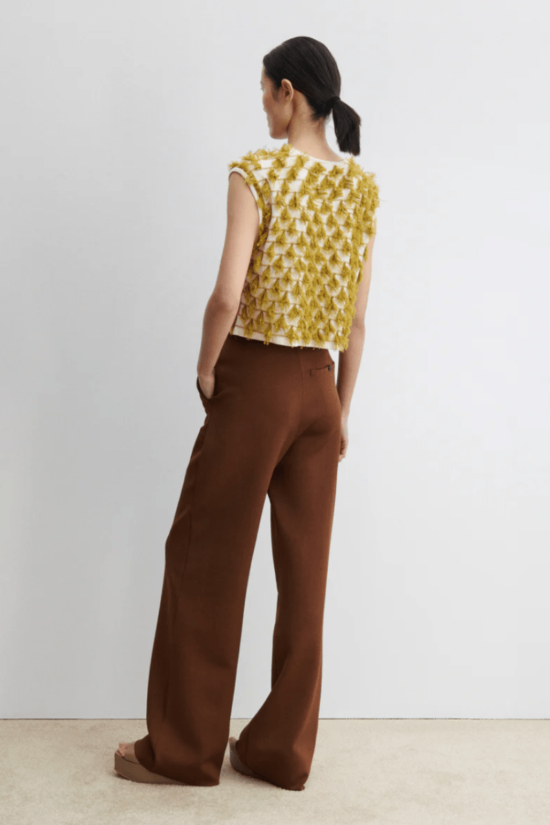 Sweater - Rachel Comey - Hazlitt Top in Cream - Mustard - Archery Close