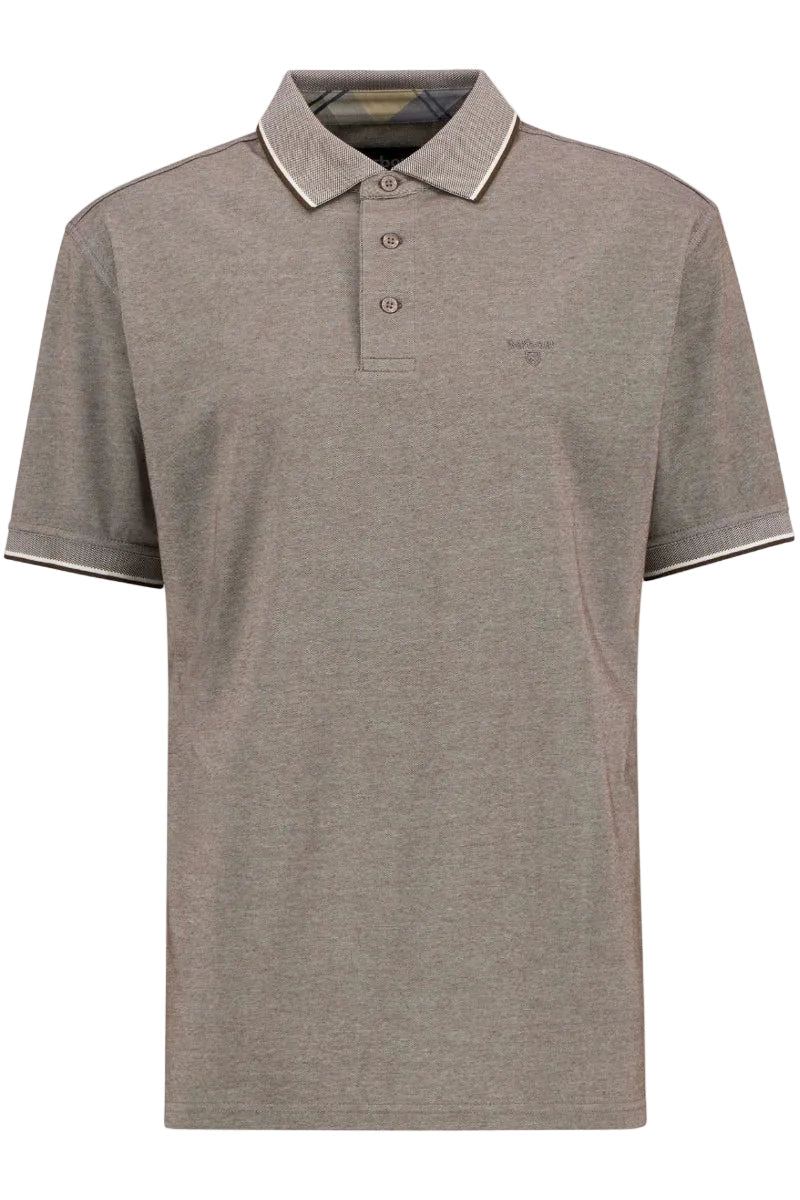Gray polo shirt with white collar on a white background