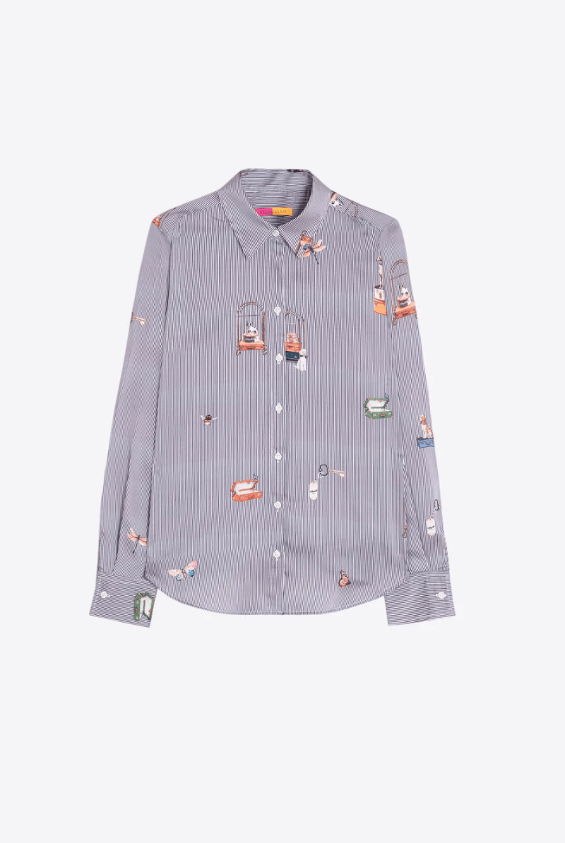 Shirts & Tops - Vilagallo - Hotel Pinstripe Shirt - Archery Close