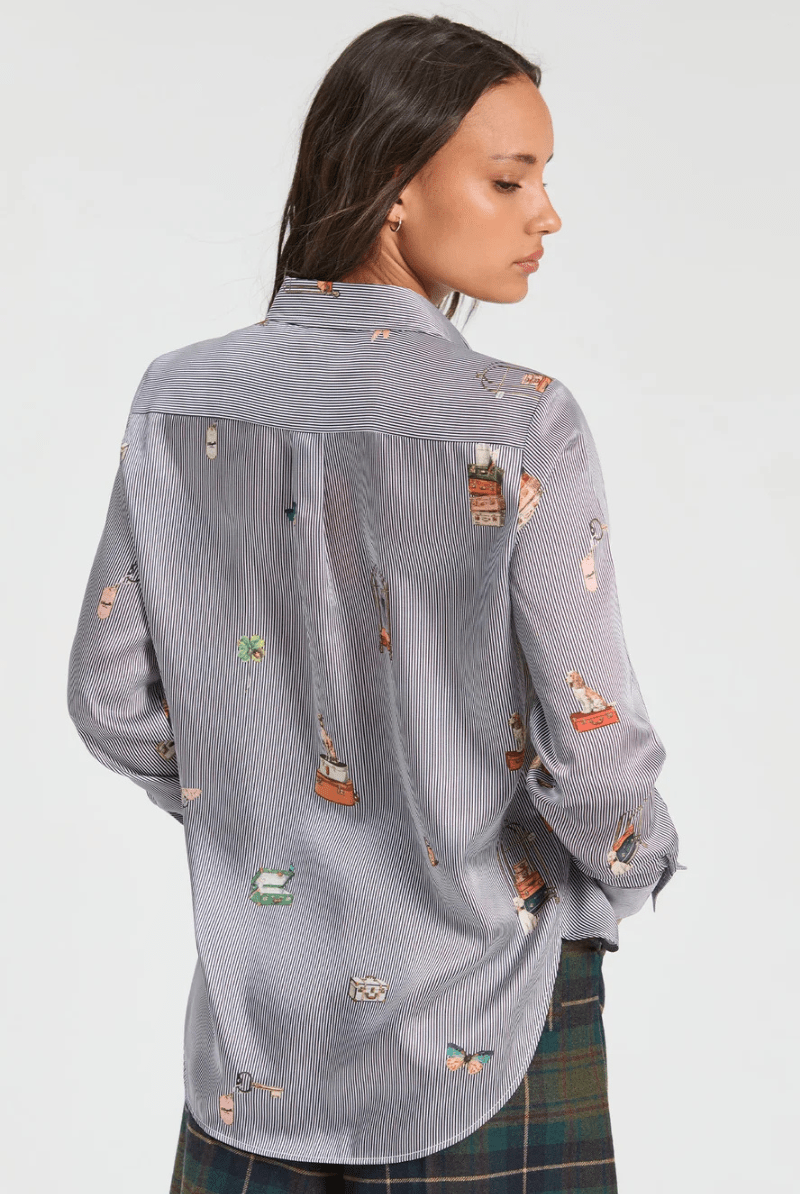 Shirts & Tops - Vilagallo - Hotel Pinstripe Shirt - Archery Close