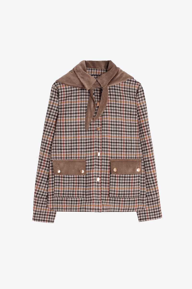 Outerwear - Vilagallo - Houndstooth Jacket with Removable Hood - Archery Close